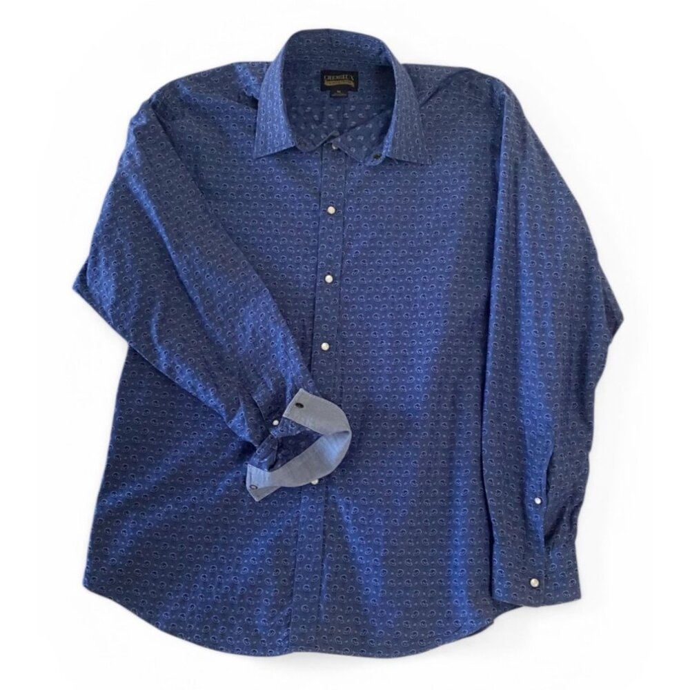 Cremioux Premium Denim Men’s Long Sleeve Button Up Shirt XL Pearl Snaps Blue Min